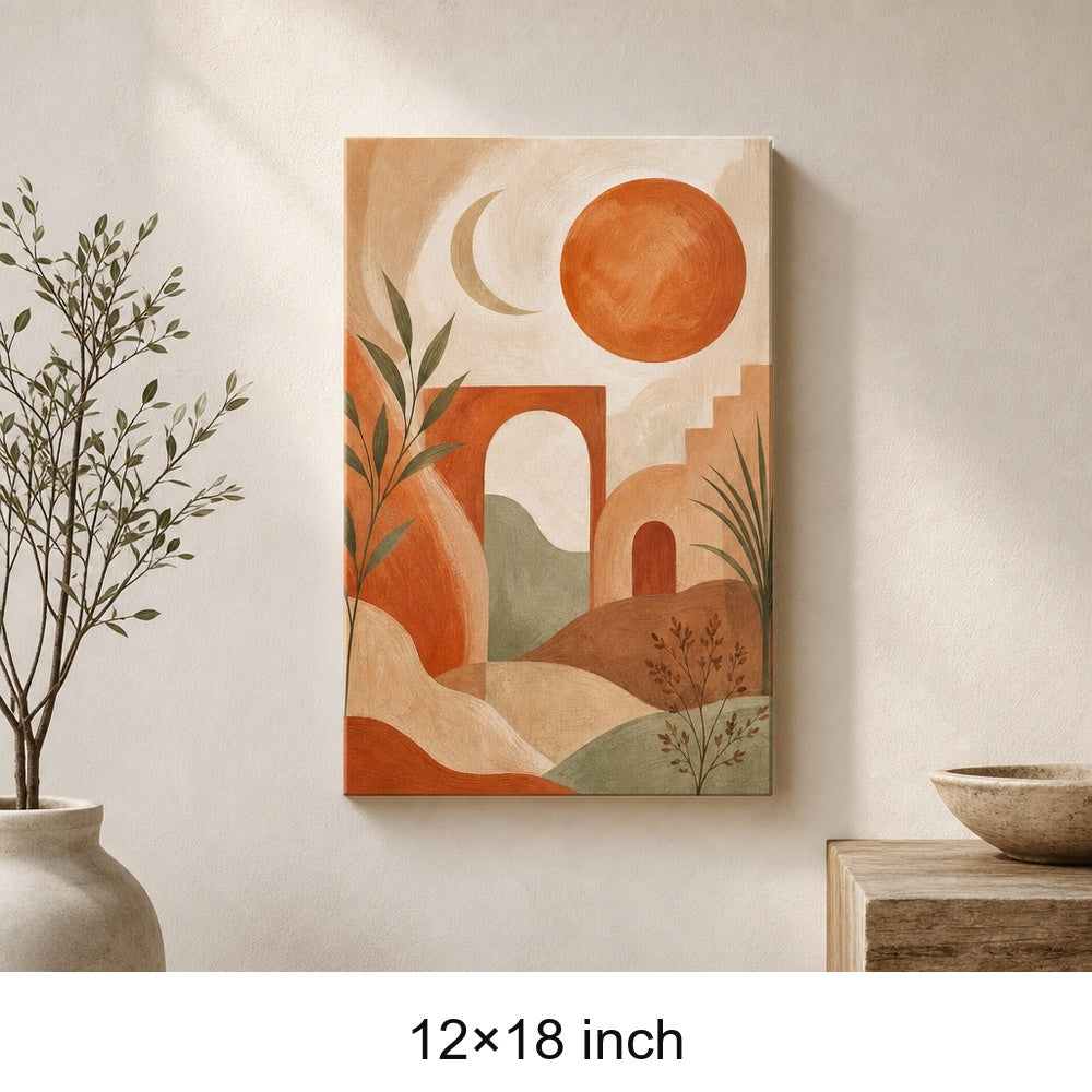 Boho Desert Arch Sun Moon Canvas Wall Art - 04_sku_12x18_wall