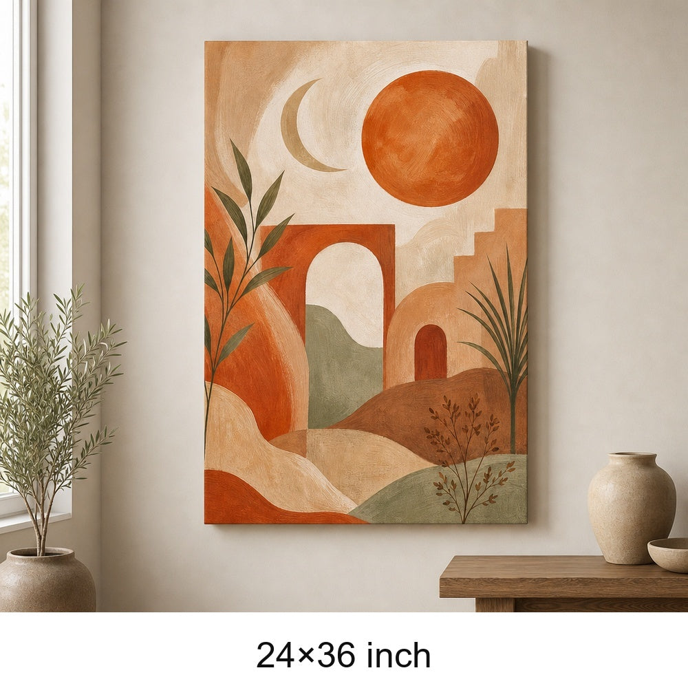 Boho Desert Arch Sun Moon Canvas Wall Art - 06_sku_24x36_wall