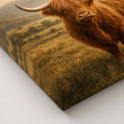 Highland Cow Farmhouse Canvas Wall Art - 03_detail_closeup