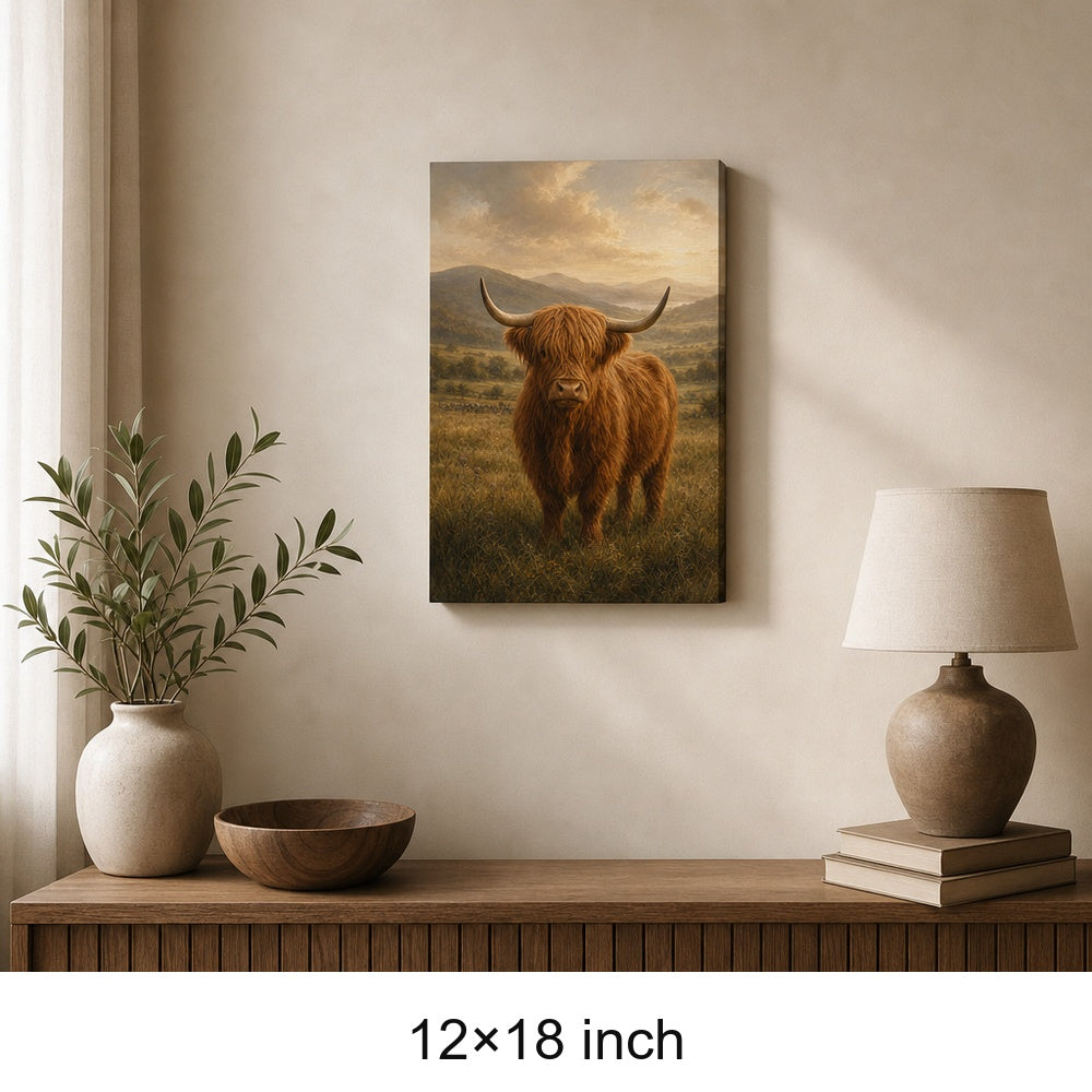 Highland Cow Farmhouse Canvas Wall Art - 04_sku_12x18_wall