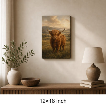 Highland Cow Farmhouse Canvas Wall Art - 04_sku_12x18_wall