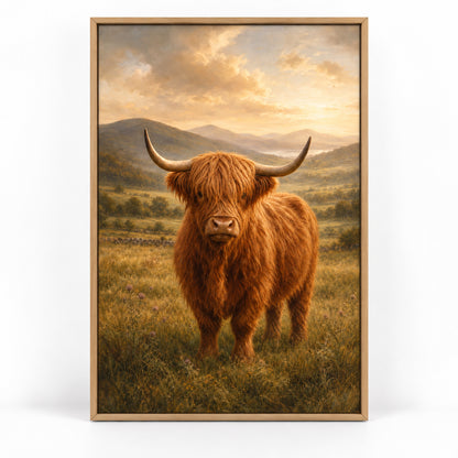 Highland Cow Farmhouse Canvas Wall Art | brown_sku