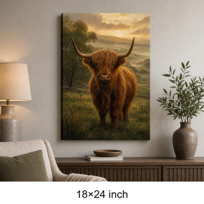 Highland Cow Golden Hour Canvas Wall Art - 05_sku_18x24_wall