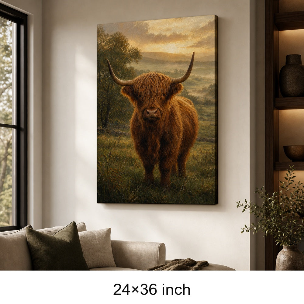 Highland Cow Golden Hour Canvas Wall Art - 06_sku_24x36_wall