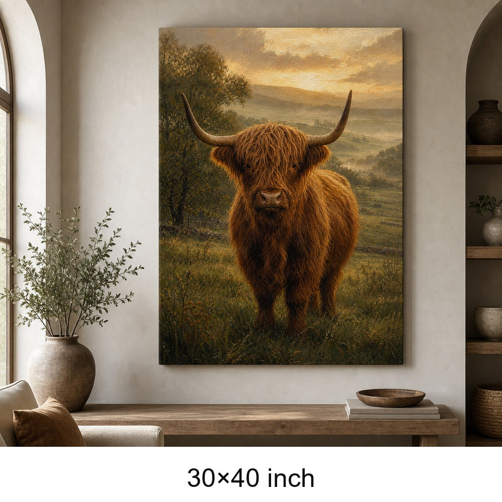 Highland Cow Golden Hour Canvas Wall Art - 07_sku_30x40_wall
