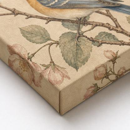 Vintage Botanical Birds Canvas Wall Art - 03_detail_closeup