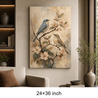 Vintage Flowering Branch Birds Canvas Wall Art - 06_sku_24x36_wall