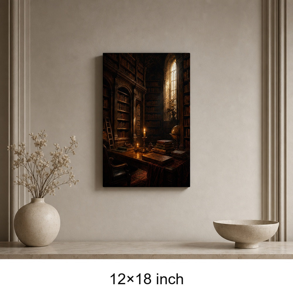 Dark Academia Old Library Canvas Wall Art - 04_sku_12x18_wall