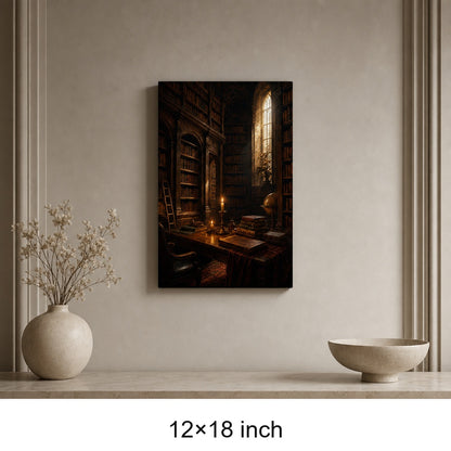 Dark Academia Old Library Canvas Wall Art - 04_sku_12x18_wall