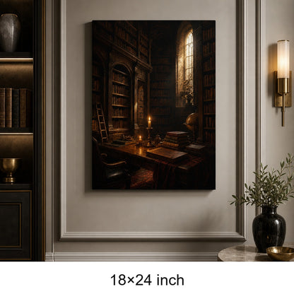 Dark Academia Old Library Canvas Wall Art - 05_sku_18x24_wall