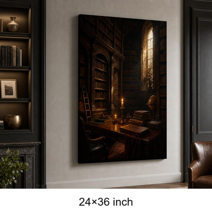 Dark Academia Old Library Canvas Wall Art - 06_sku_24x36_wall