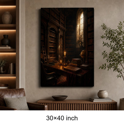 Dark Academia Old Library Canvas Wall Art - 07_sku_30x40_wall