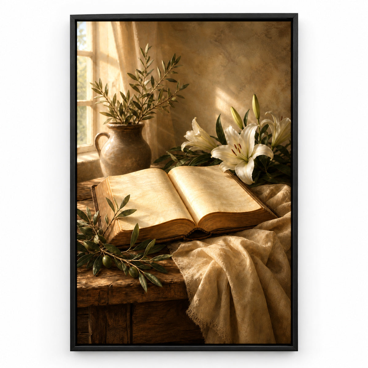Bible Garden Still Life Canvas Wall Art | black_sku