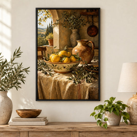 Tuscan Lemon Olive Kitchen Canvas Wall Art | black_independent_close