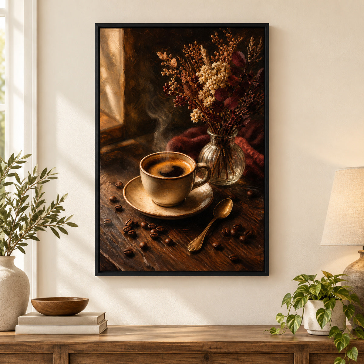 Vintage Coffee Bar Still Life Canvas Wall Art | black_independent_close