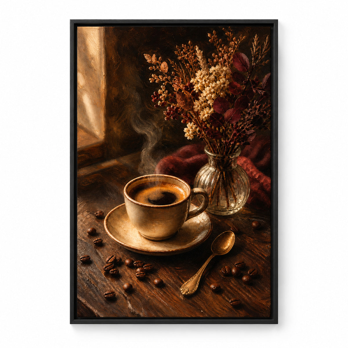 Vintage Coffee Bar Still Life Canvas Wall Art | black_sku