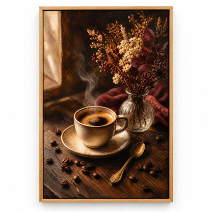 Vintage Coffee Bar Still Life Canvas Wall Art | brown_sku