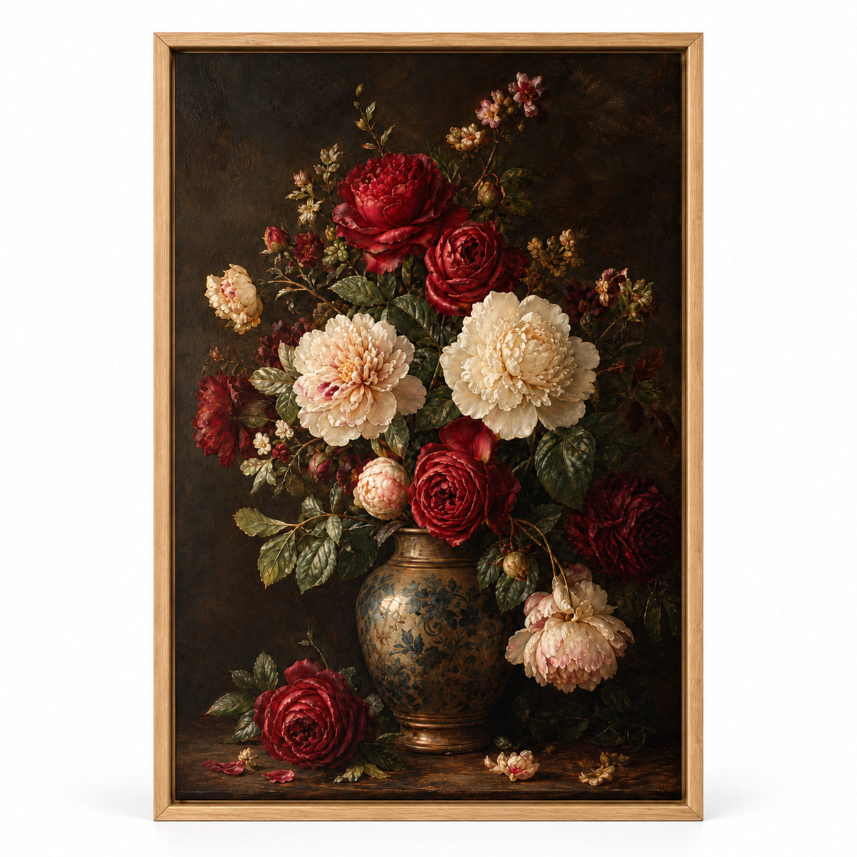 Victorian Dark Floral Canvas Wall Art | brown_sku