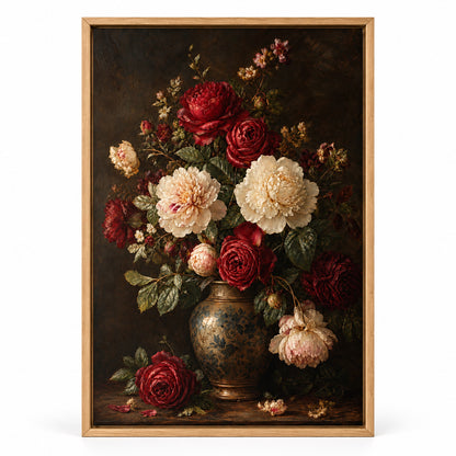 Victorian Dark Floral Canvas Wall Art | brown_sku