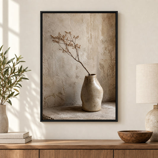 Wabi Sabi Ceramic Vase Canvas Wall Art | black_independent_close