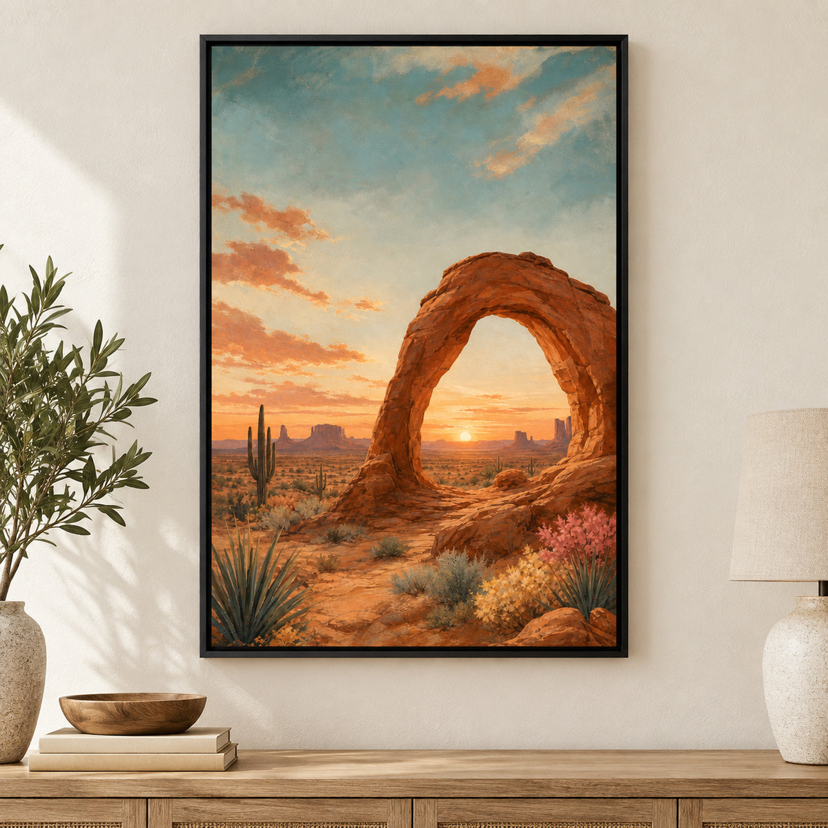 Southwestern Desert Arch Canvas Wall Art | black_independent_close