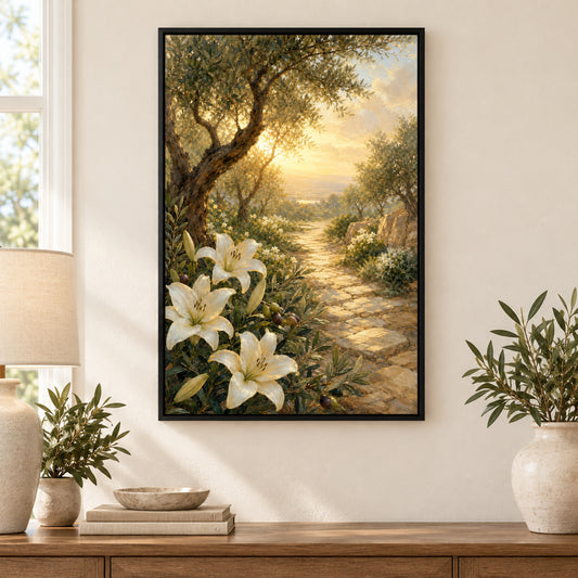 Soft Scripture Garden Light Canvas Wall Art | black_independent_close