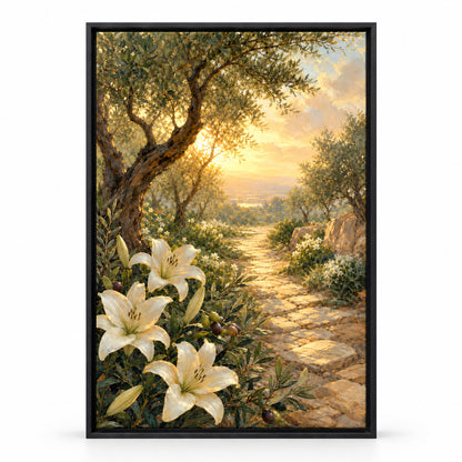 Soft Scripture Garden Light Canvas Wall Art | black_sku