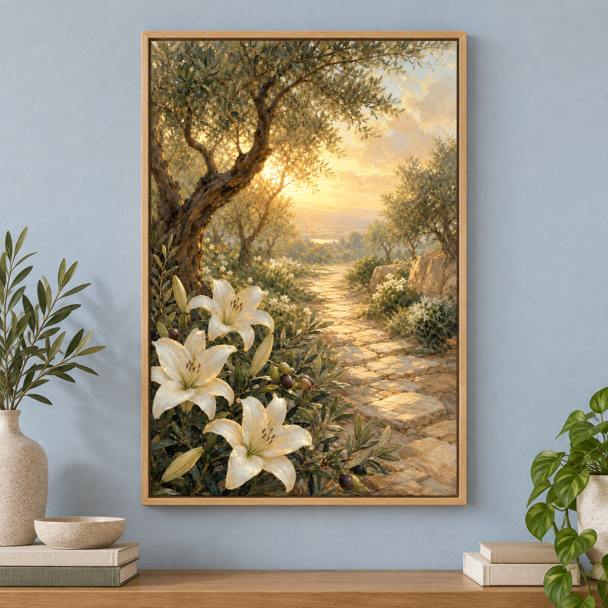 Soft Scripture Garden Light Canvas Wall Art | brown_independent_close