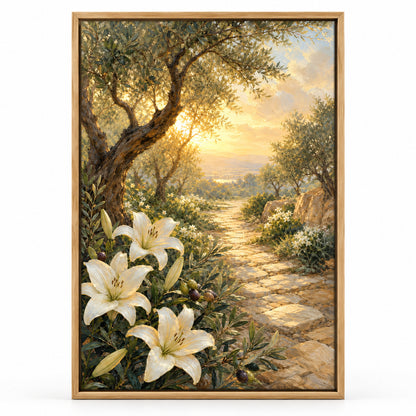 Soft Scripture Garden Light Canvas Wall Art | brown_sku
