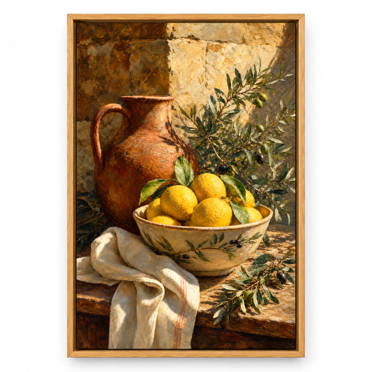 Tuscan Lemon Olive Still Life Canvas Wall Art | brown_sku