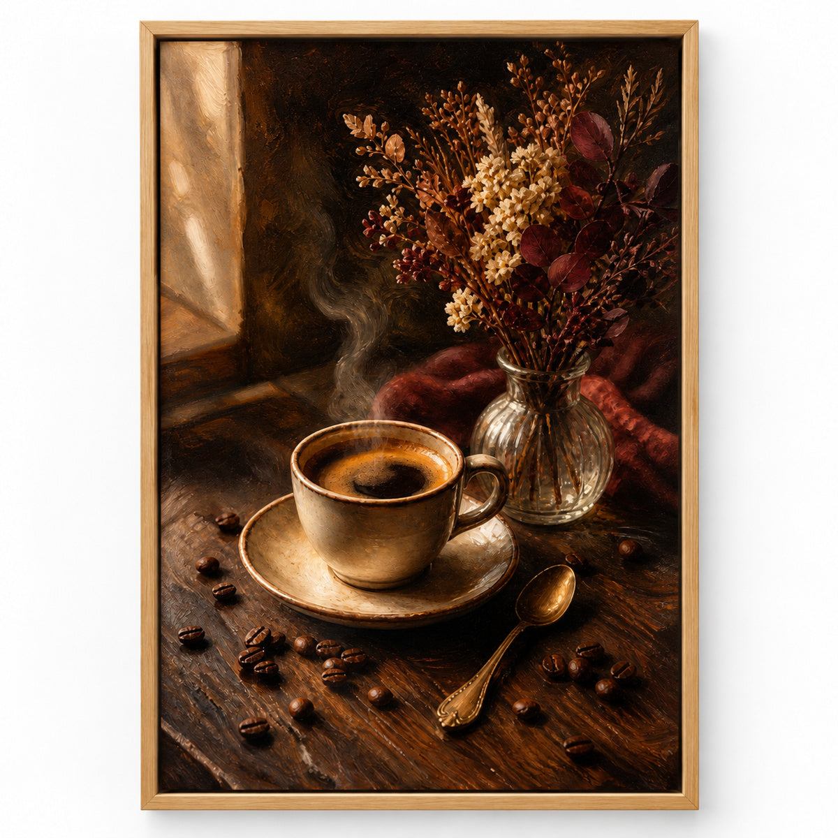 Vintage Coffee Bar Kitchen Still Life Canvas Wall Art | brown_sku
