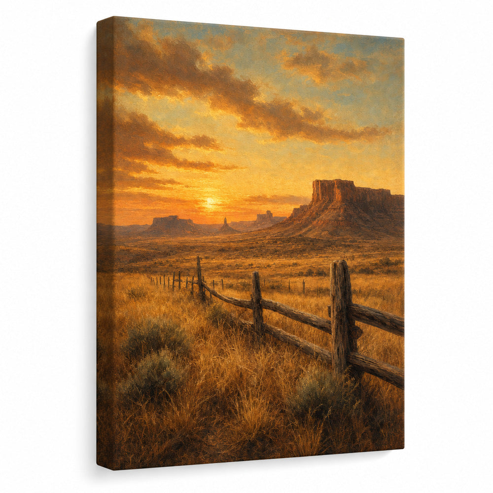 Vintage Western Prairie Landscape Canvas Wall Art - canvas wall art by AUSJOJO