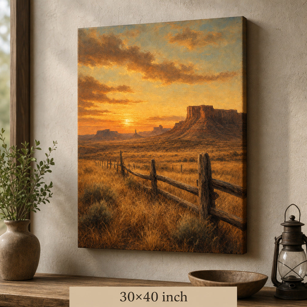 Vintage Western Prairie Landscape Canvas Wall Art — 30×40 room mockup