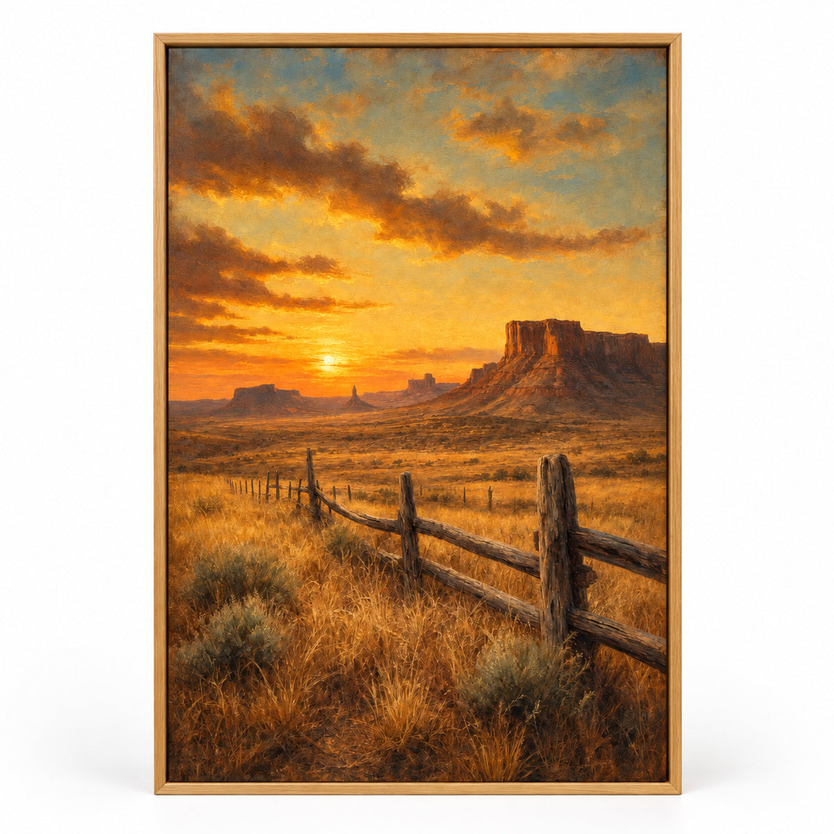 Vintage Western Prairie Landscape Canvas Wall Art | brown_sku