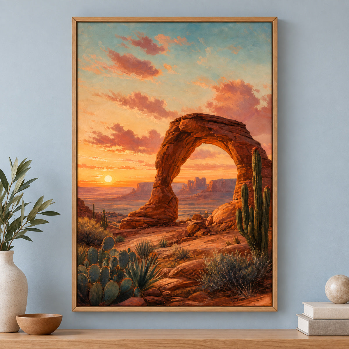 Southwestern Desert Arch Sunset Canvas Wall Art | brown_independent_close