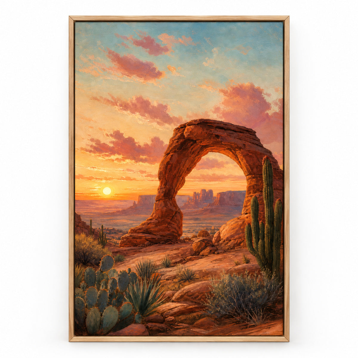 Southwestern Desert Arch Sunset Canvas Wall Art | brown_sku