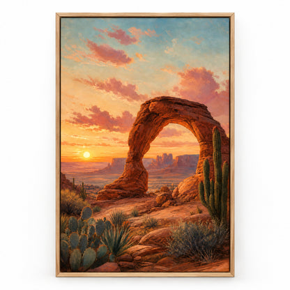 Southwestern Desert Arch Sunset Canvas Wall Art | brown_sku