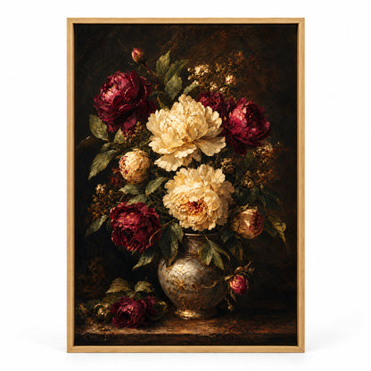 Large Moody Dark Floral Canvas Wall Art | brown_sku
