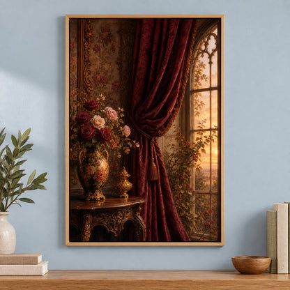 Victorian Rose Window Interior Canvas Wall Art | brown_independent_close