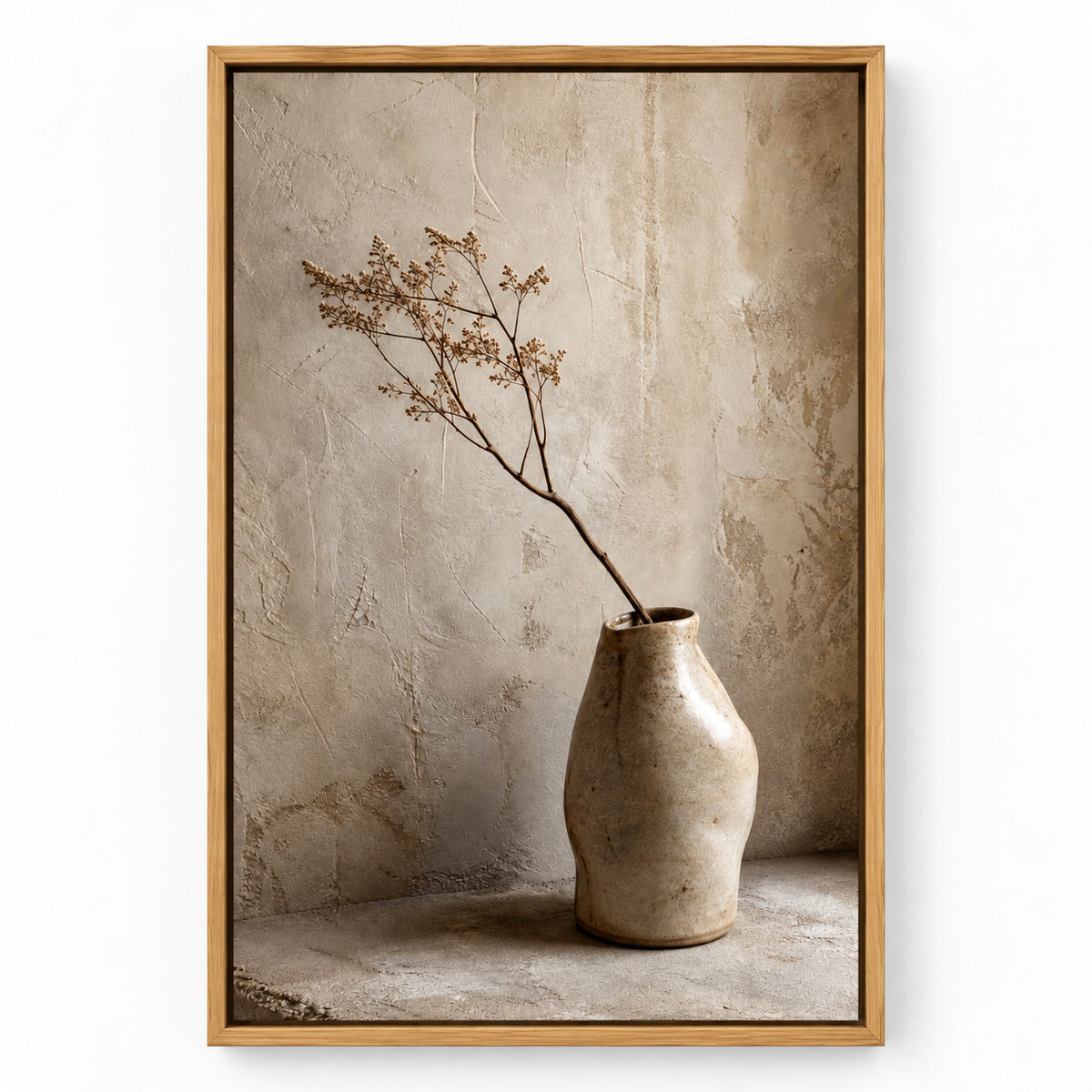 Neutral Wabi Sabi Ceramic Vase Canvas Wall Art | brown_sku