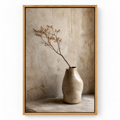 Neutral Wabi Sabi Ceramic Vase Canvas Wall Art | brown_sku