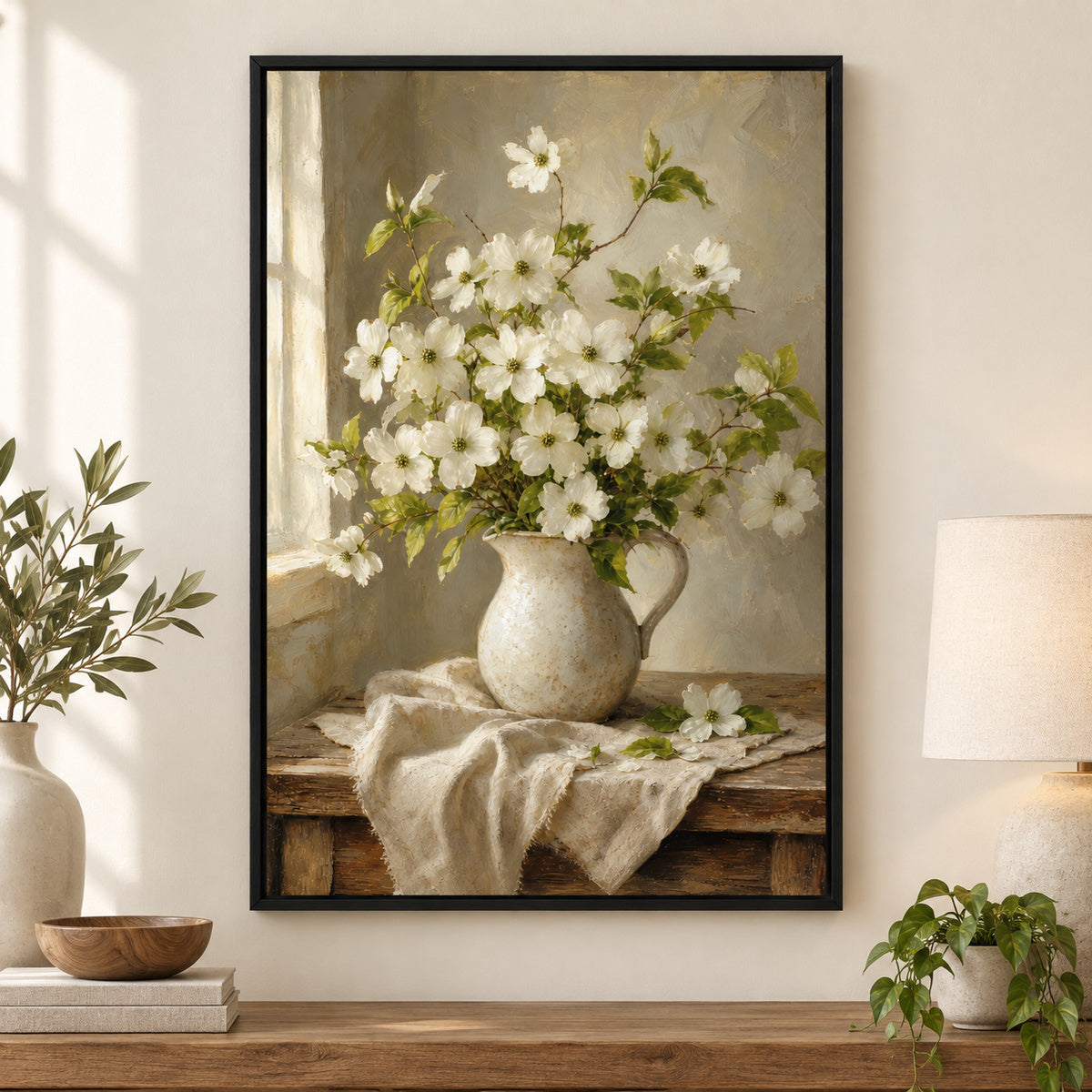 Dogwood Bouquet Canvas Wall Art | black_independent_close