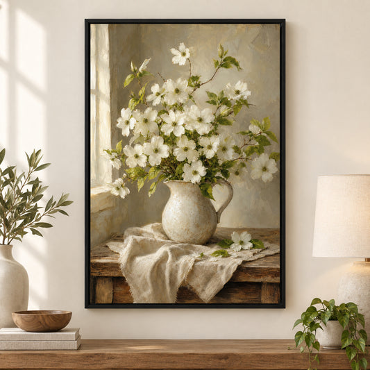 Dogwood Bouquet Canvas Wall Art | black_independent_close