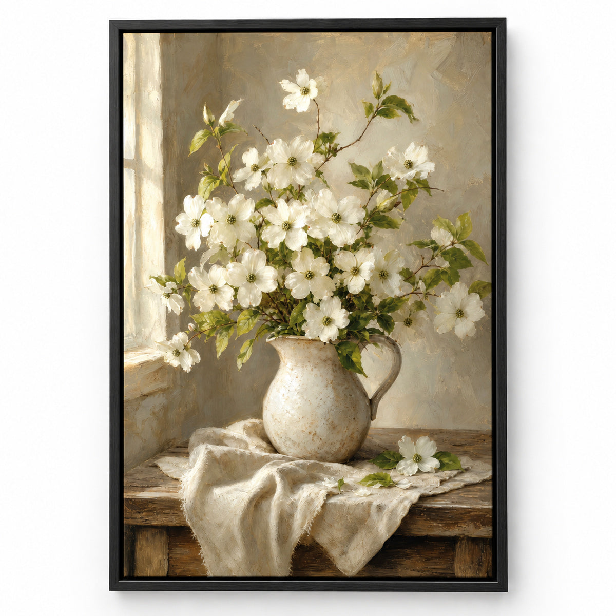 Dogwood Bouquet Canvas Wall Art | black_sku