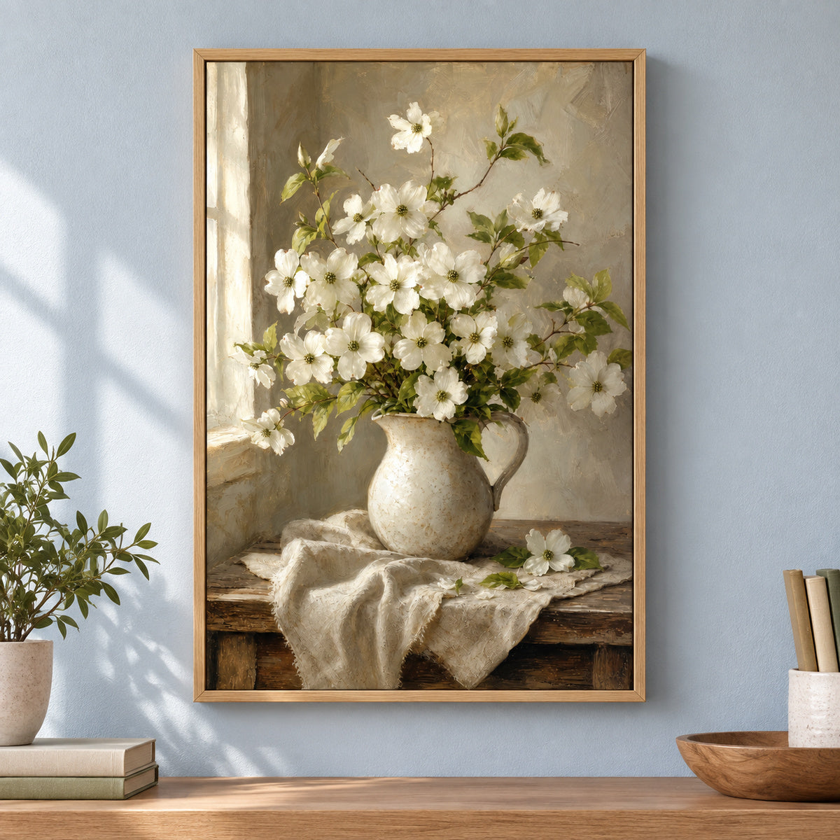 Dogwood Bouquet Canvas Wall Art | brown_independent_close