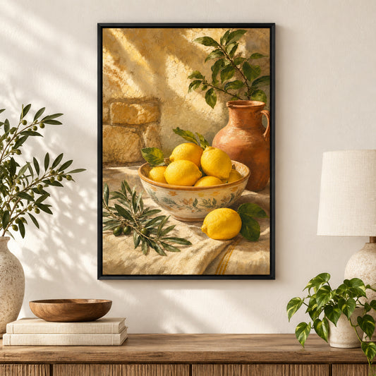 Tuscan Lemon Kitchen Canvas Wall Art | black_independent_close