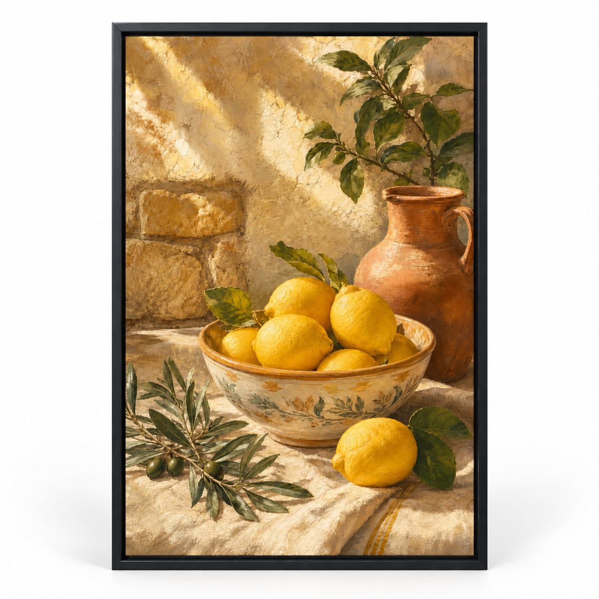 Tuscan Lemon Kitchen Canvas Wall Art | black_sku