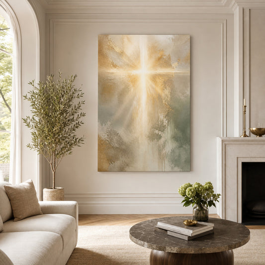 Contemporary Christian Light Canvas Wall Art — room scene