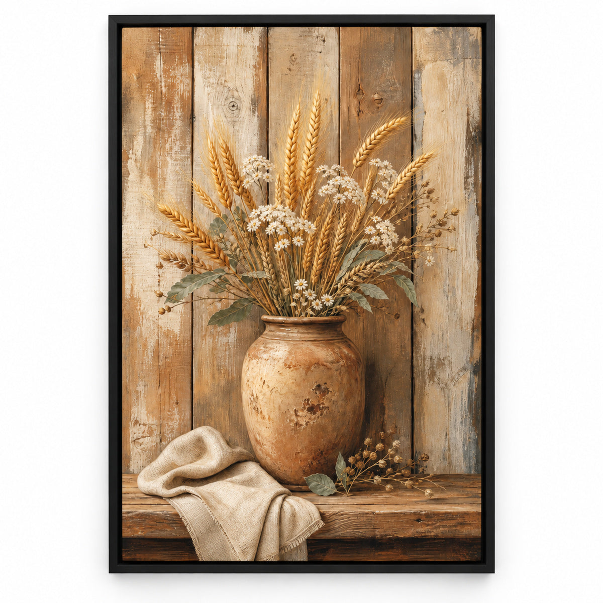 Rustic Wood Farmhouse Canvas Wall Art | black_sku