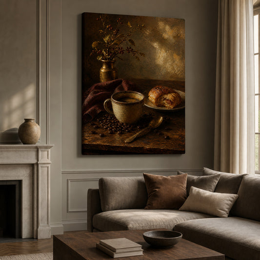 Coffee Dining Still Life Canvas Wall Art — room scene